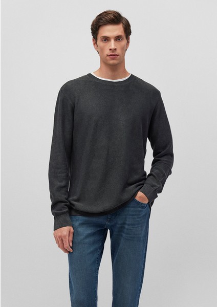 Bisiklet Yaka Antrasit Basic Kazak 070803-34314