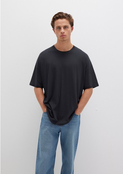 Organik Pamuk Siyah Oversize Tişört 066902-900