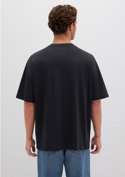 Organik Pamuk Siyah Oversize Tişört 066902-900