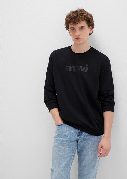Mavi Logo Baskılı Siyah Sweatshirt 066303-900