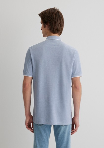 Şerit Detaylı Mavi Polo Tişört 065900-30715
