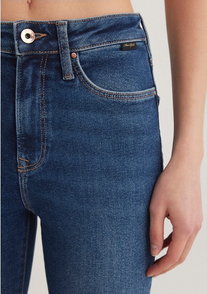 Kadın Serenay Mavi Gold Shape Jean Pantolon 100980-33687