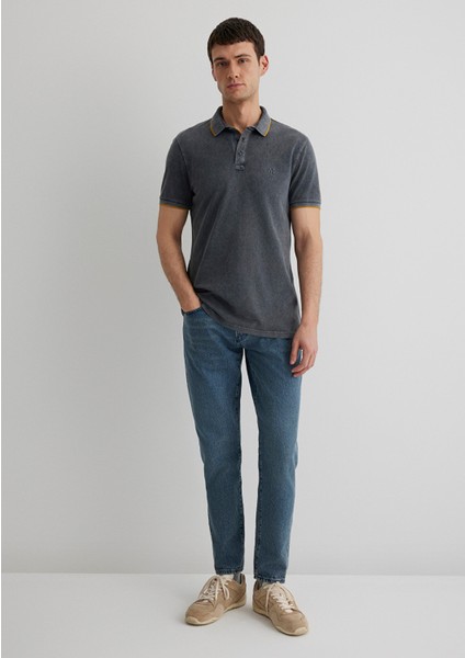 Şerit Detaylı Antrasit Polo Tişört 065920-30653