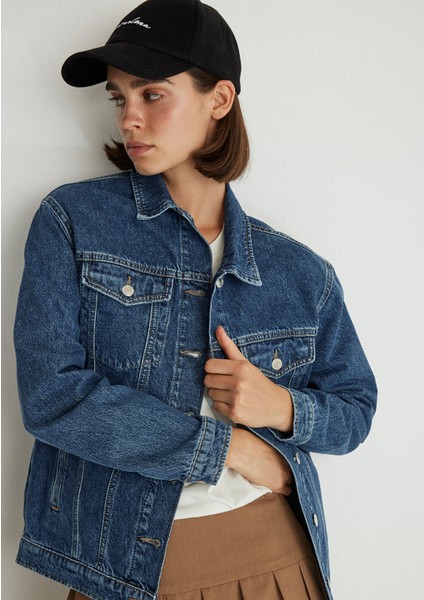 Karla 90lar Koyu Mavi Jean Ceket 110154-30105