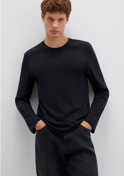 Uzun Kollu Siyah Basic Tişört 062477-27062