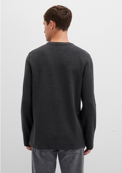 Uzun Kollu Dokulu Antrasit Tişört 064622-26834