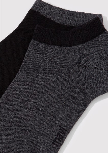2li Gri Siyah Patik Çorap 090273-15903