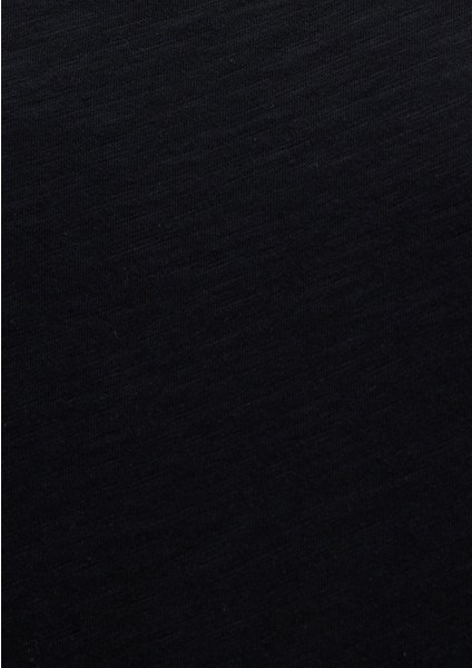 V Yaka Flamlı Siyah Basic Tişört 168260-900