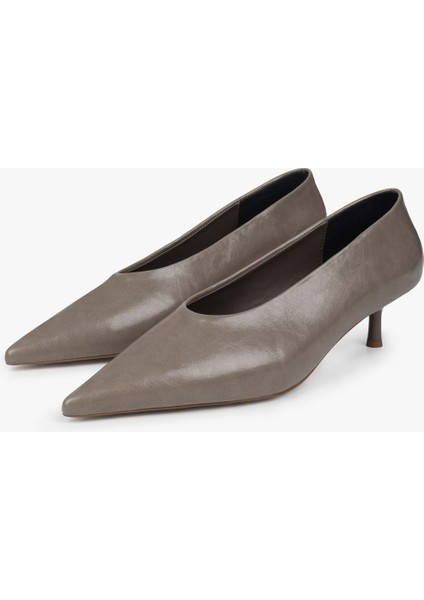 Kadın Corin Vizon Cilt Kısa Topuklu Stiletto