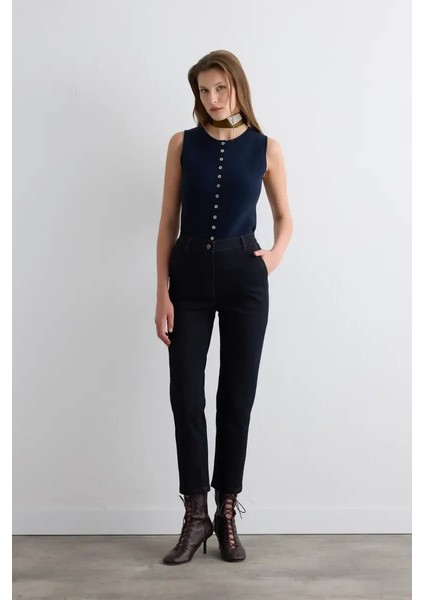 Tencel Denim Mom Pantolon - Lacivert