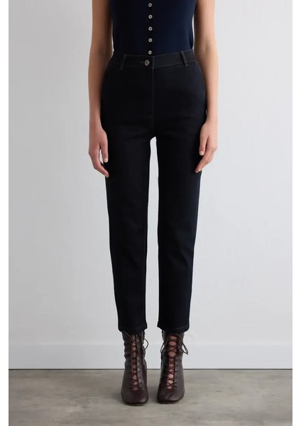Tencel Denim Mom Pantolon - Lacivert modelleri