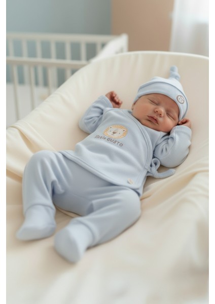 Organik Pamuk 10'lu Mavi Hastane Çıkış Seti