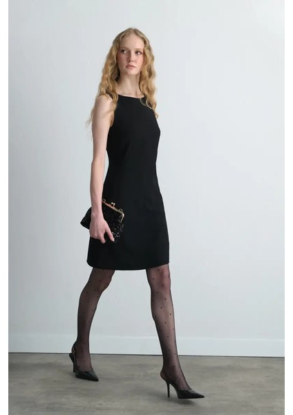 Krep Jile Elbise - Siyah modelleri