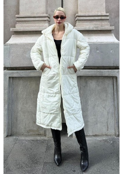 Mad Girls Ekru Uzun Şişme Mont MG1303 fırsatları