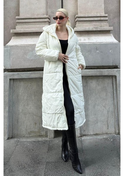 Mad Girls Ekru Uzun Şişme Mont MG1303 indirimleri