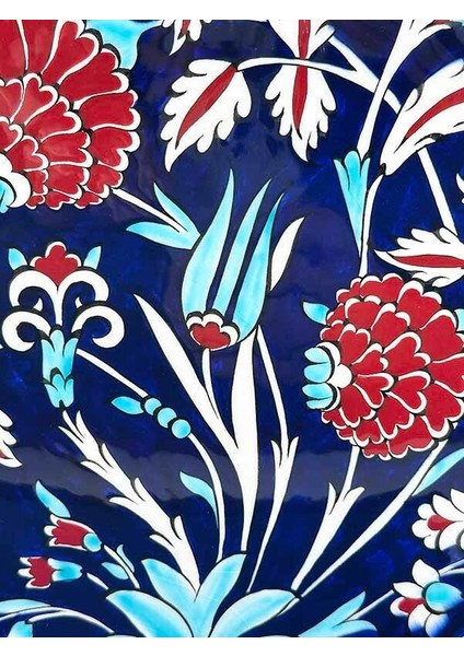 Nişan Hediyesi, Mavi Zeminli Lale ve Karanfil Desenli Iznik Çini Tabak fiyatları