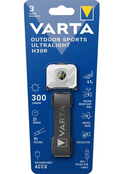18631101401 Outdoor Sports Ultralight H30R Beyaz Şarjlı Kafa Feneri