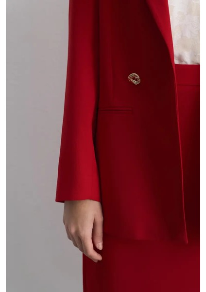 Krep Blazer Ceket - Kırmızı modelleri