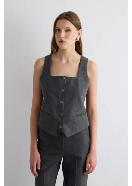 Balıksırtı Yelek - Gri