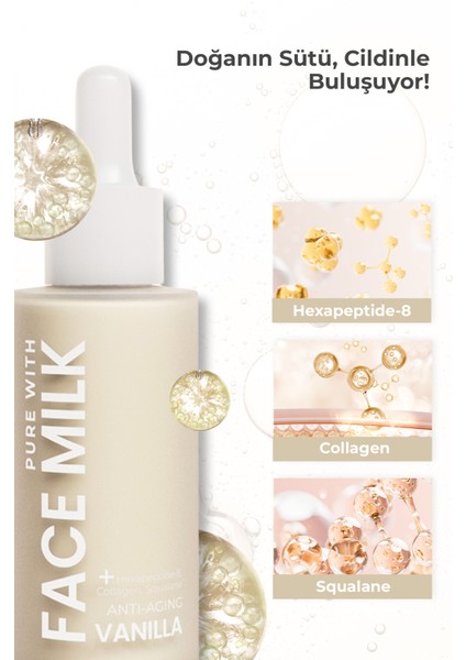 Vanilya Özlü Yaşlanma Karşıtı Işıltı Veren Besleyici Onarıcı Yüz Sütü 150 ml (Hexapeptide-8, Collagen, Squalane) fiyatları