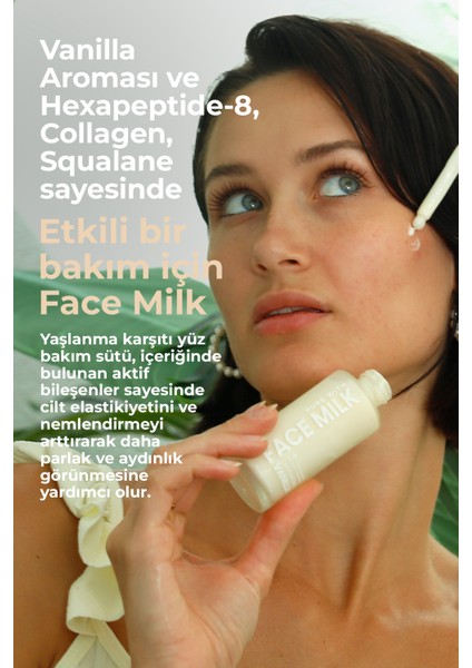 Vanilya Özlü Yaşlanma Karşıtı Işıltı Veren Besleyici Onarıcı Yüz Sütü 150 ml (Hexapeptide-8, Collagen, Squalane) fırsatları