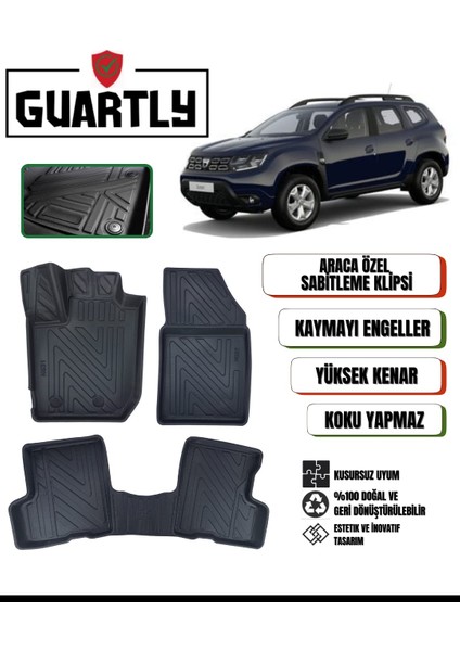 Dacia Duster 2018-2022 (4x2) Arası Uyumlu Araca Özel Premium 4d Havuzlu Oto Paspas Takımı