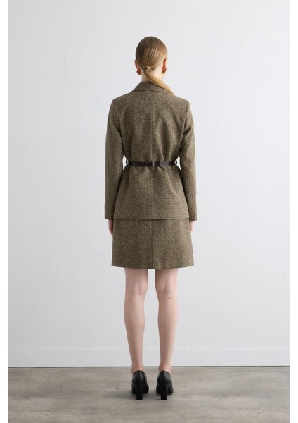 Beli Kemerli Yünlü Ceket - Kahverengi fırsatları