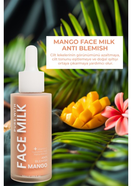 Mango Özlü Aydınlatıcı ve Leke Karşıtı Nemlendirici Yüz Sütü 150 ml ( Vitamin C, Hyaluronik Asit, Alpha Arbutin) modelleri
