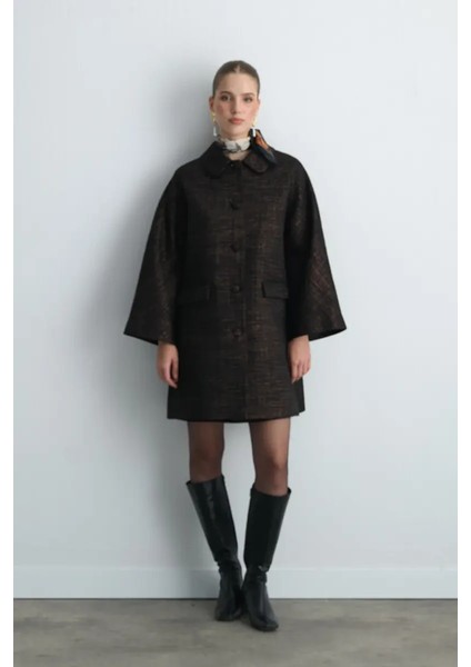 Bebe Yakalı Jakar Kaftan - Siyah