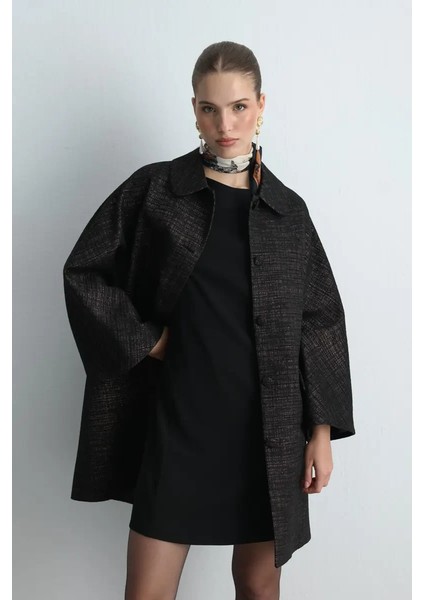 Bebe Yakalı Jakar Kaftan - Siyah fırsatları