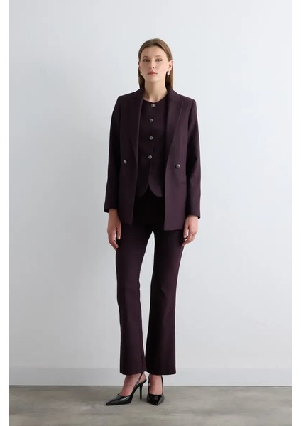 Rahat Kesim Çizgili Blazer Ceket - Mürdüm fiyatları