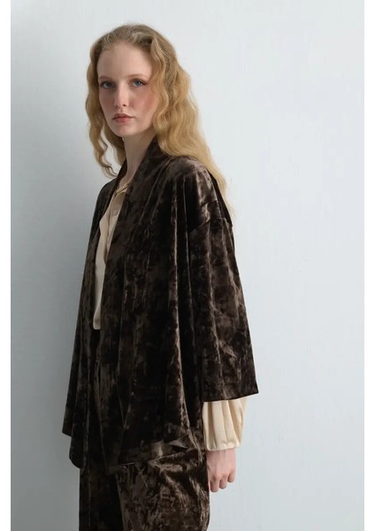 Anka Koleksiyonu Kadife Kimono - Haki fiyatları