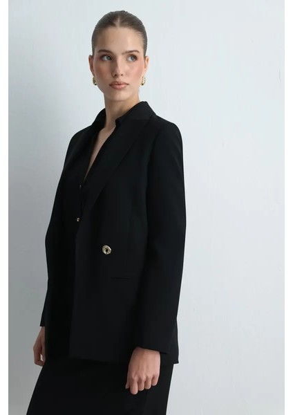 Krep Blazer Ceket - Siyah modelleri