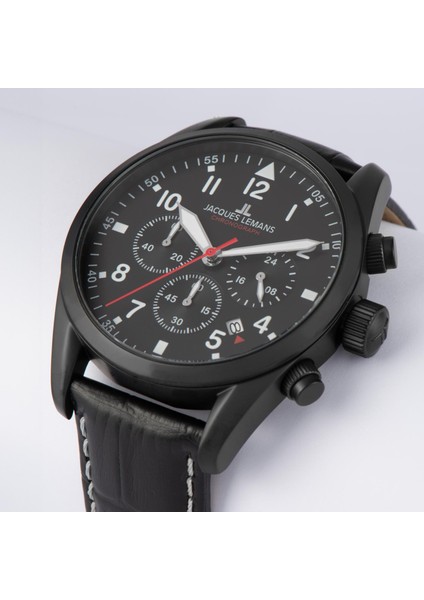 Sport Jl.42-2f Quartz Deri Siyah 10 Atm 42 mm Erkek Kol Saati