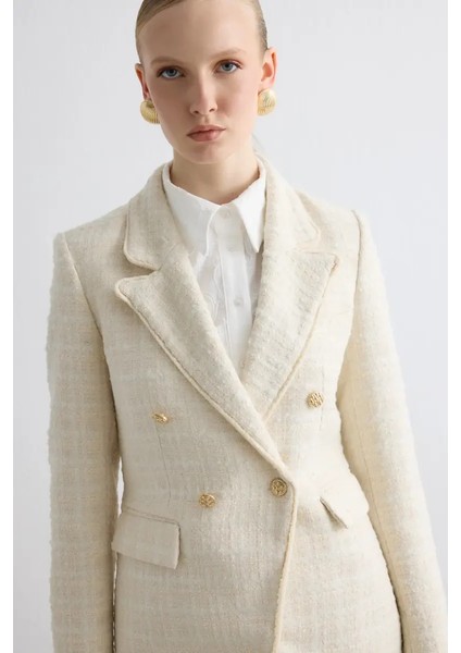 Tüvit Blazer Ceket - Ekru modelleri