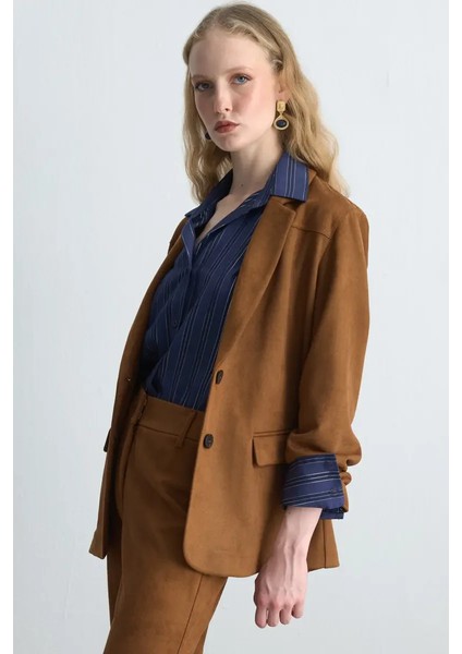 Süet Blazer Ceket - Taba modelleri