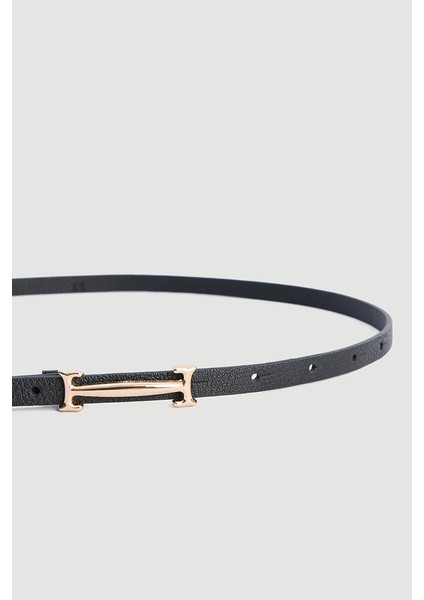 Kilit Tokalı İnce Suni Deri Kemer - Siyah fiyatları