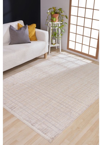Riena 1152 Krem - Akrilik Polyester Halı | Kaymaz Tabanlı Dekoratif Halı