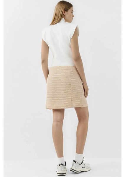 Kadın Yırtmaçlı Düz Mini Etek Yellow