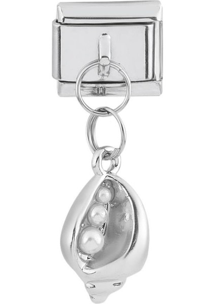 Gümüş Incili Deniz Kabuğu Çelik Charm