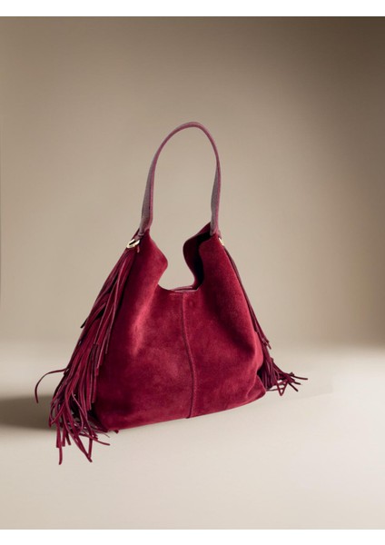 %100 Hakiki Süet Deri Organizer Çanta Detaylı Kadın El ve Omuz Çantası