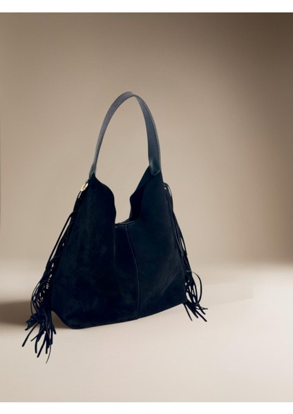 %100 Hakiki Süet Deri Organizer Çanta Detaylı Kadın El ve Omuz Çantası