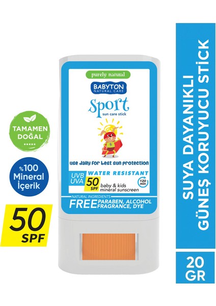 Suya Dayanıklı Doğal Güneş Stick 50 SPF 20 gr