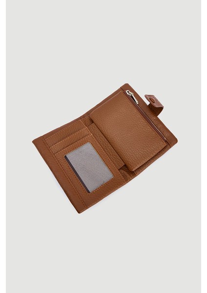 Düğme Detaylı Mini Cüzdan - Taba modelleri
