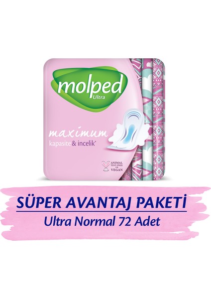 ULTRA HİJYENİK PED NORMAL SÜPER AVANTAJ PAKETİ 72 ADET