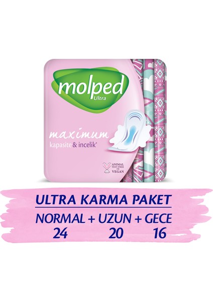 Ultra Hijyenik Ped Süper Ekonomik Karma Paket 60 Adet