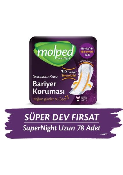 SÜPERNİGHT HİJYENİK PED UZUN SÜPER AVANTAJ PAKETİ 78 ADET