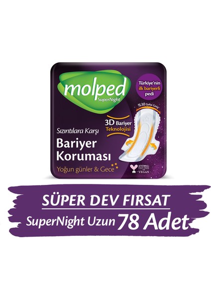 SÜPERNİGHT HİJYENİK PED UZUN SÜPER AVANTAJ PAKETİ 78 ADET