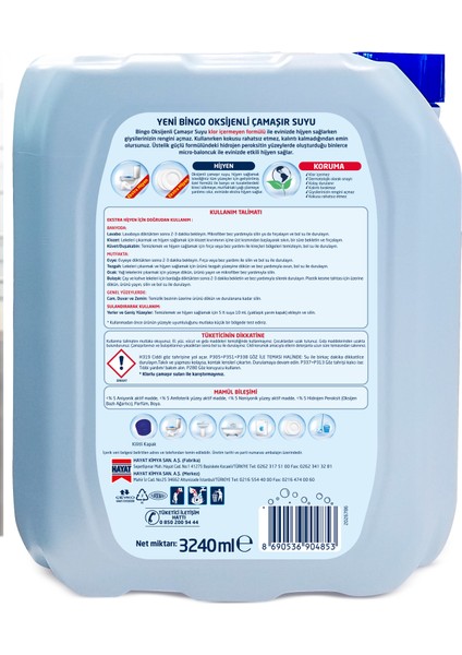 Oksijen Çamaşır Suyu 3,24 Lt Okaliptus 4'Lü modelleri