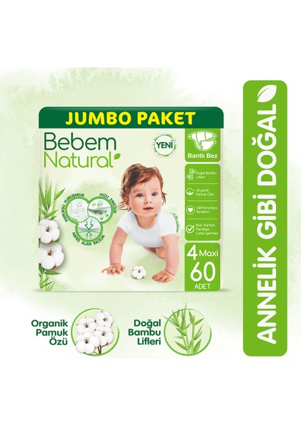 Bebek Bezi 4 Beden Maxi Jumbo Paket 60 Adet
